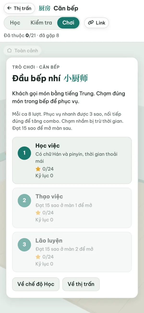 Trò chơi Đầu bếp nhí: khách gọi món bằng tiếng Trung